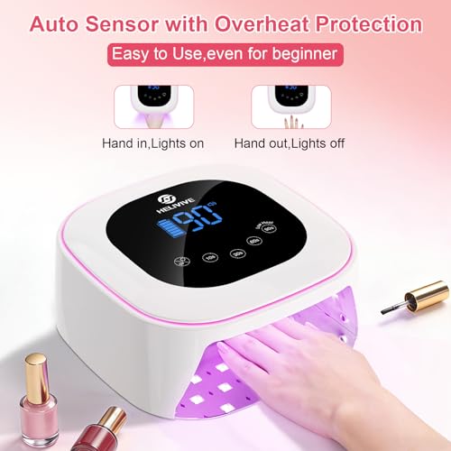 80W Cordless UV LED Nail Lamp with 4 Timers & Ambient Light