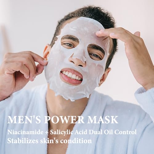 5PCS Face Sheet Mask Skin Care Set for Men,Moisturizing Sheet Facial Masks,Long-lasting Oil Controlling Facemask Skincare,Non-greasy and Hydrating Face Masks Skincare Set for All Skin Types