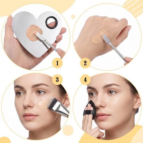 Makeup Mixing Palette Set with Spatula, Brush & Puff - 4PCS