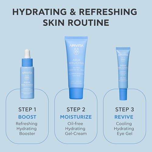 APIVITA Aqua Beelicious Hydrating Booster Serum | Hydrating, Soothing & Replenishing with Propolis, Honey, Hyaluronic Acid, Prebiotics & Flowers, 30 mL / 1 oz