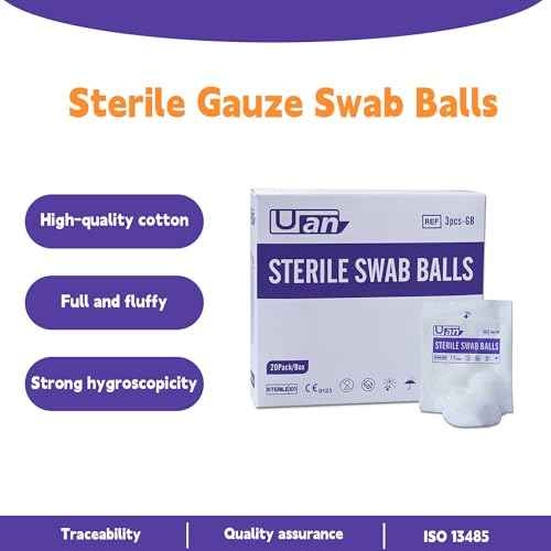 60 Balls Sterile Gauze Balls Gauze Sponge Cotton Balls Gauze Swab Sterile (M) (3balls/Pack)