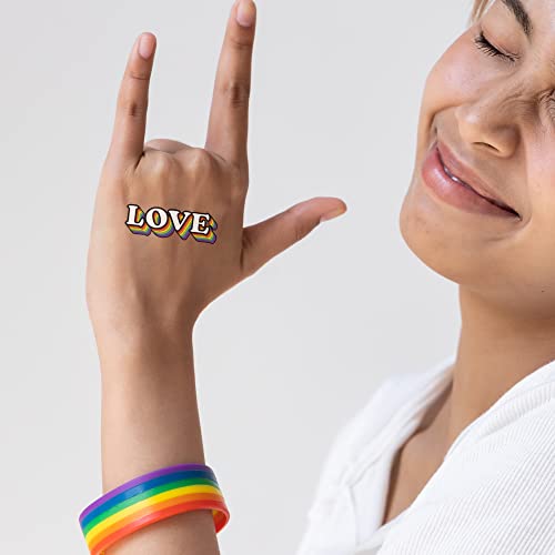 Pride Temporary Tattoos/Rainbow Designs/Support your LGBTQ Community/MADE in USA (Retro Pride 48pk)