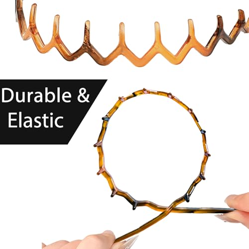6 Pack Non-Slip Teeth Headbands with Comb - Women & Men