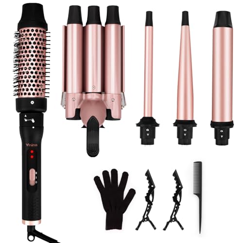 Vnina 5-in-1 Curling Wand Set 0.5-1.5 Inch Interchangeable Ceramic Curlers