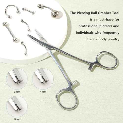 Piercing Ball Grabber Tool 3mm 4mm 5mm Piercing Ball Screw Removal Tool Reusable Bead Clamping Assistant Tool for Changing Jewelry