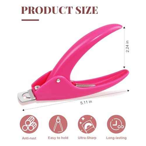 MORGLES Acrylic Nail Clipper with Magnets Sizer, Professional Nail Cutters for Tips with Length Measurement for Salon & Home Manicure Lovers, Pink