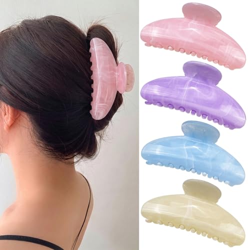 4PCS Large Marble Hair Clips - Non-Slip Claw Clips for Women