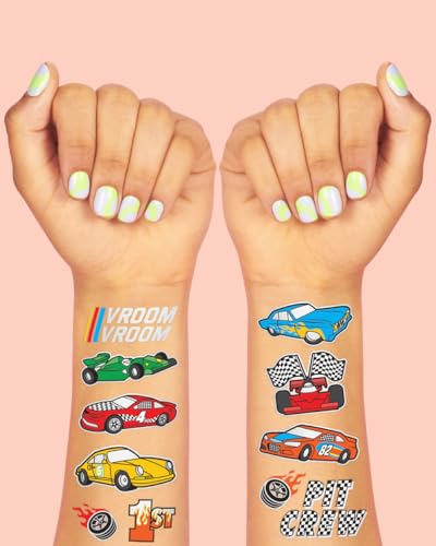 xo, Fetti Race Car Temporary Tattoos - 46 Foil Designs