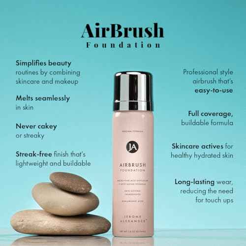Jerome Alexander MagicMinerals AirBrush Foundation ? 2 Piece Set with Airbrush Foundation and Kabuki Brush - Spray Makeup with Anti-aging Ingredients for Smooth Radiant Skin - Light Medium