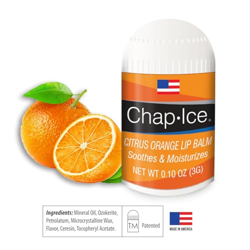Citrus Flavor - Chap-Ice Mini Lip Balm, 4 count - Made in USA, 0.10 Oz, Push-Up Style, Hydrating Lip Care for Smooth and Soft Lips, Compact Size for Travel, Perfect for Daily Use - 4ct