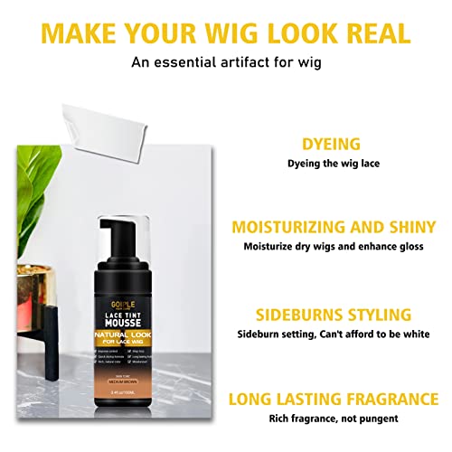 Lace Tint Mousse Kit for Wigs - Mocha Brown with Glue & Tools