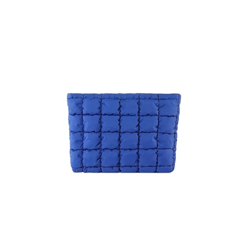 Puffy Quilted Makeup Bag for Women, Cosmetic Bag, Travel Toiletry Organizer Pouch Clutch (blue)
