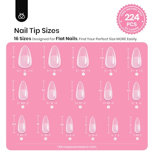 Beetles Gel Polish Tipex Nail Tips Kit 224 Pieces, 16 Sizes for Durable Manicures