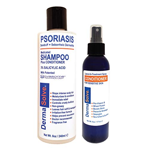 Dermasolve Medicated Dandruff & Psoriasis Shampoo + Leave-In Conditioner Spray Set