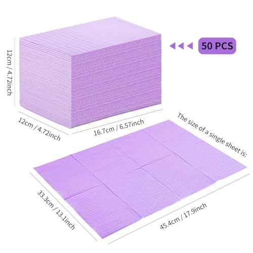 50pcs Disposable Nail Mats Foldable Nail Paper Towels for Table Acrylic Nail Practice Sheet, 3 Ply Waterproof Clean Nail Table Practice Mat for Salon Manicure Tattoo,Nail Art Accessories(Purple)