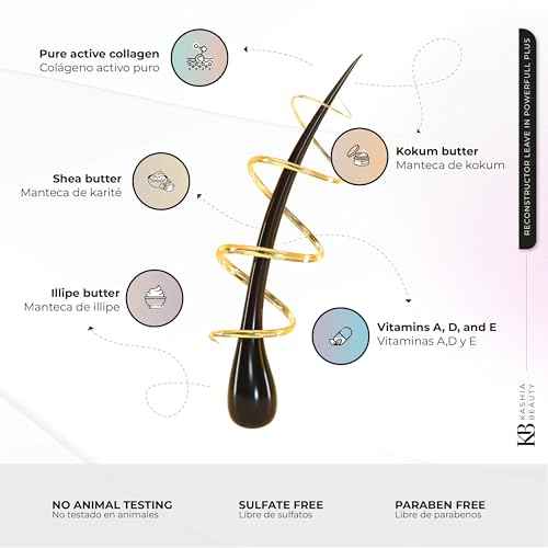 Kashia Beauty Reconstructor Leave-In Powerfull Plus 10.1 oz ? Plant-Based Collagen Hair Treatment ? Anti-Frizz UV Protection ? Deep Hydration with Shea Kokum & Illipe Butters