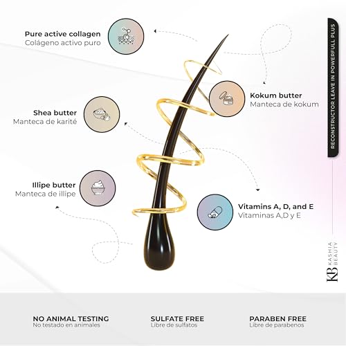 Kashia Beauty Reconstructor Leave-In Hair Treatment with Collagen & Butters – Anti-Frizz, UV Protection, Deep Hydration, 10.1 oz