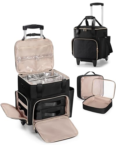 Prokva Rolling Hair Tool Bag with Wheels, Heat-Insulated
