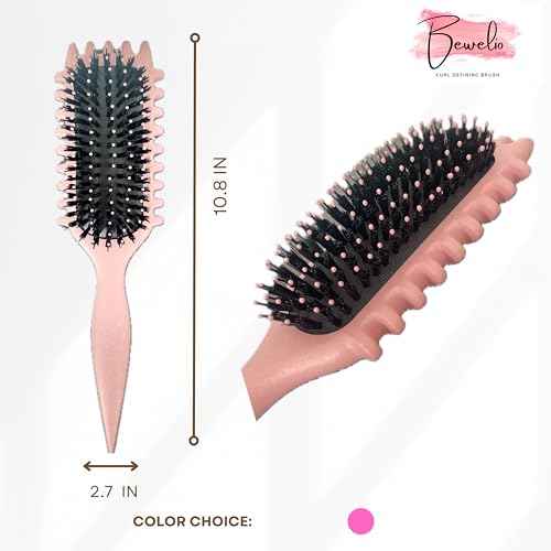 Bewelio- Curl Defining Brush for Wet Curly Hair, Curly Hair Brush (Pink)