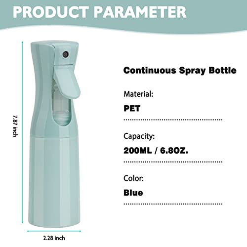 Zuhose 200ml Blue Spray Bottle Pack for Hair, Plants, Skin & Cleaning – Ultra Fine Mist, Continuous Spray
