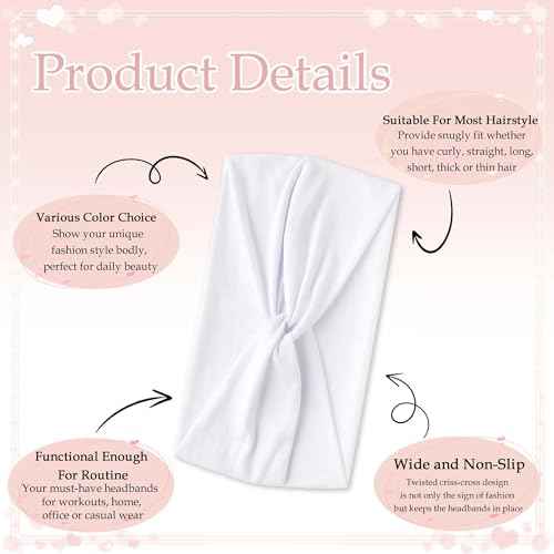 Wide Headbands for Women Cute Boho Headband Solid Color Knotted Turban Head Bands Soft Hair Wraps Pink Head Scarf Fashion Turban Hairband Black Scarf Headband For Women¡¯s Hair Accessories