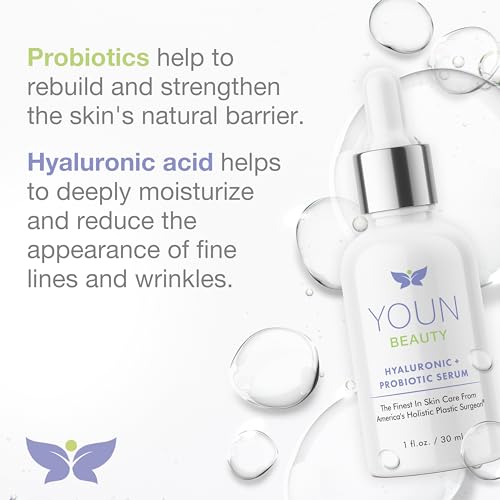 YOUN Beauty Hyaluronic + Probiotic Face Serum by Dr. Anthony Youn, 30 ML ? For Intense Hydration, Radiance Boost, & Skin Renewal ? Contains Plant-Based Hyaluronic Acid, Yogurt Extract, Vitamins C & E