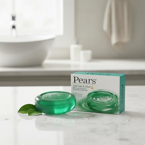 Pears Oil-Clear & Glow Soap - 98% Pure Glycerin & Lemon Flower Extracts - 75 g (Pack of 3)