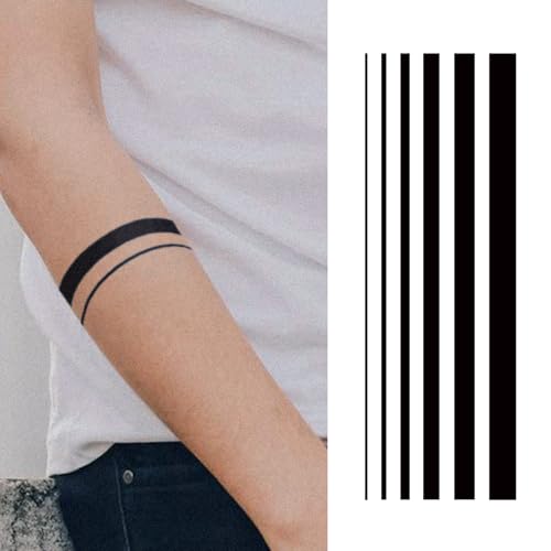 Minimalist Line Temporary Tattoos for Adults – Black Realistic Fake Tattoos