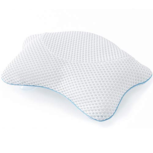 Non Slip Bath Pillow, Luxury Spa Bathtub Head & Neck Rest Support, Permeable Quick Drying Air Mesh Tub Pillow with 4 Large Suction Cups, Fits Any Tubs, Soft and Relaxing (White)