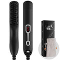 Beard Straightener Comb for Men - Upgraded Professional Electric Mens Beard Straightening Heated Brush Portable Anti-Scald 5 Adjustable Temperatures & LCD Display with Carrying Bag