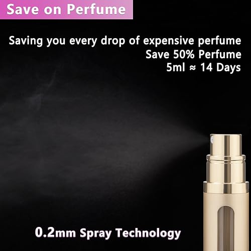 Qavhun 5ml Refillable Perfume Atomizer Travel Bottle - Leakproof Gold
