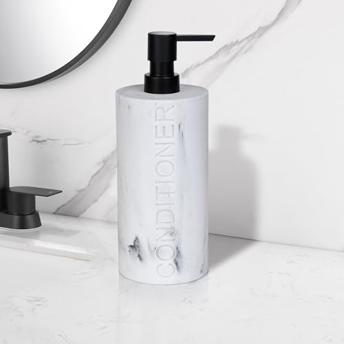 Conditioner Dispenser Luxurious Refillable Pump Bottle with Embossed Text, Durable Construction for Bathroom and Kitchen
