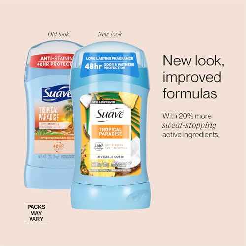 Suave Antiperspirant Deodorant for Women, Tropical Paradise 2-Size Variety Pack ? Anti-Staining Invisible Solid, Talc-Free (2 Piece Set)