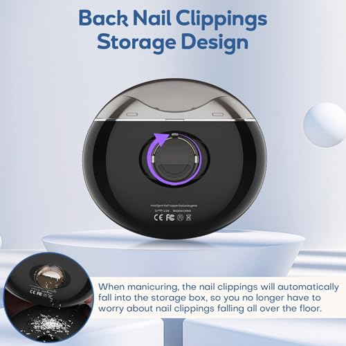Automatic Electric Nail Clipper with LCD Display - 3-Speed USB Rechargeable Safety Nail Clippers for Kids & Babies (Black)