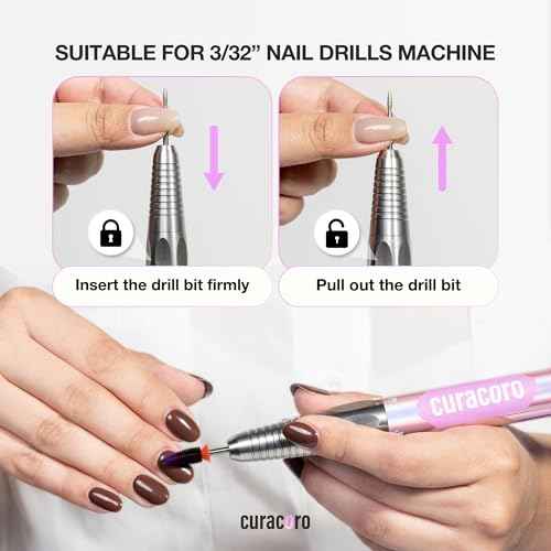 Curacoro Cuticle Nail Drill Bit 3/32'' - 1.2mm Flame Polygon Shape Bit for Professional Finish, Refine & Smooth Acrylic or Gel Nails, Nail Art Pedicure Manicure Salon & Home