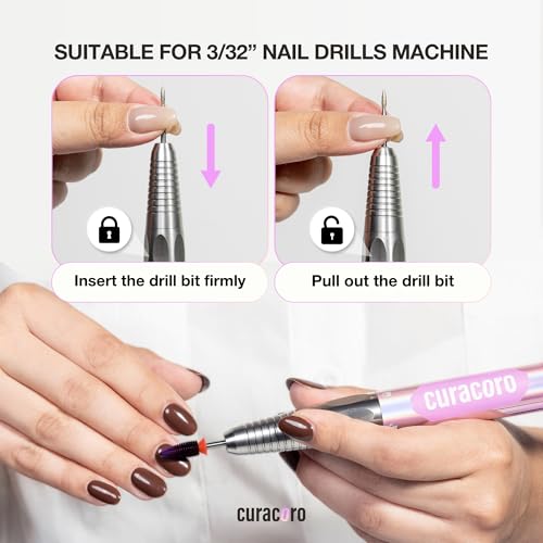 Curacoro Cuticle Nail Drill Bit 3/32'' Flame Polygon Carbide