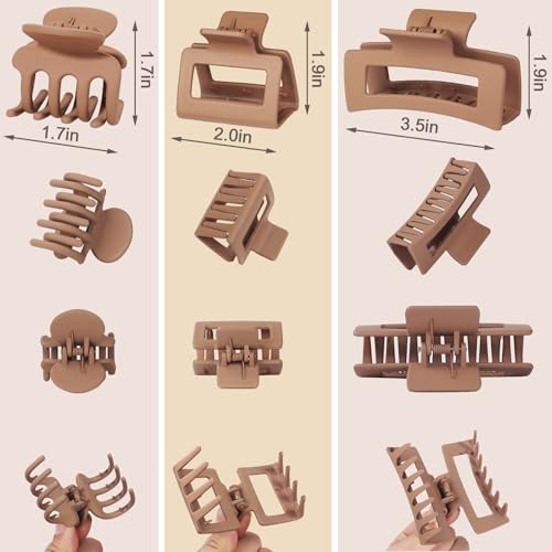 Hair Claw Clips Set - 12 Pack, 3 Styles for All Hair Types