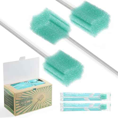(50 Pack) Safety Anti-Penetration Gum-Protective Mouth Swabs for Elderly, Gum Cleaning, Anti-slip Rod. Higher Density Sponge Non-Detaching Sponge. Individually Wrapped 50 Counts (Unflavored)