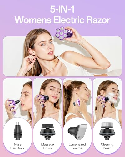 5-in-1 Women's Electric Shaver with 7D Heads & Bikini Trimmer