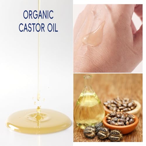Organic Castor Oil Roll On with Rose Quartz Roller Ball - WenFeng, 50ml