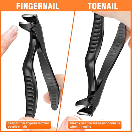 Ergonomic Long Handled Toenail Clippers for Seniors - Wide Jaw