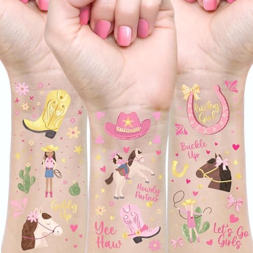 Cheerland 108Pcs Cowgirl Temporary Tattoos Party Favors