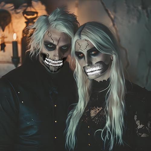 Skeleton Face Temporary Tattoos - Easy Water-Apply Halloween