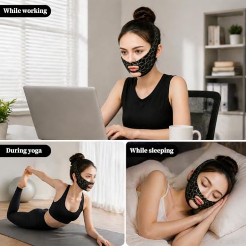 V Line Lifting Face Mask with Gua Sha Tool | Jawline Sculpting Band