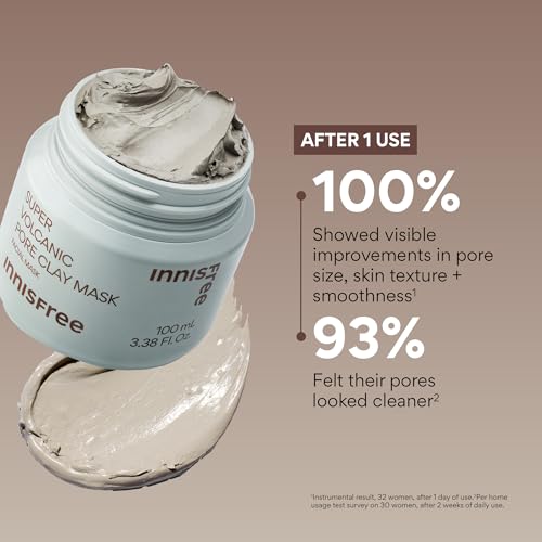 Innisfree Super Volcanic Clay Masks - Pore & Sebum Clay Mask for Oily Skin, Dual Mask for Normal to Dry Skin, Available in Limited Edition & Gift Sets