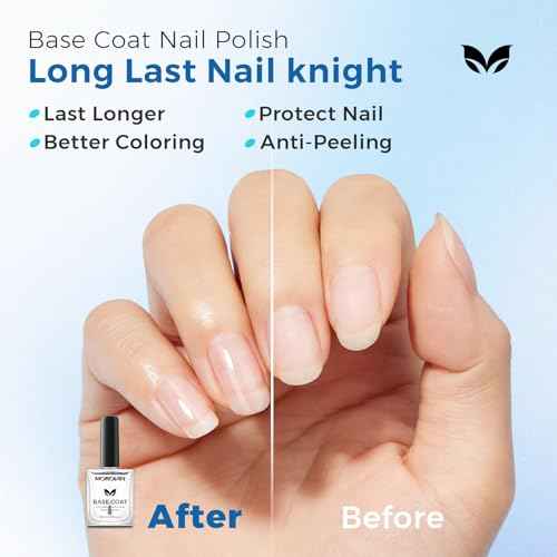 Base Top Coat Nail Polish: Clear Quick Dry High Glossy Nail Polish Shiny No Chip Long Lasting Air Dry Top Coat for Nail Art Manicure Salon Quality Women Gift