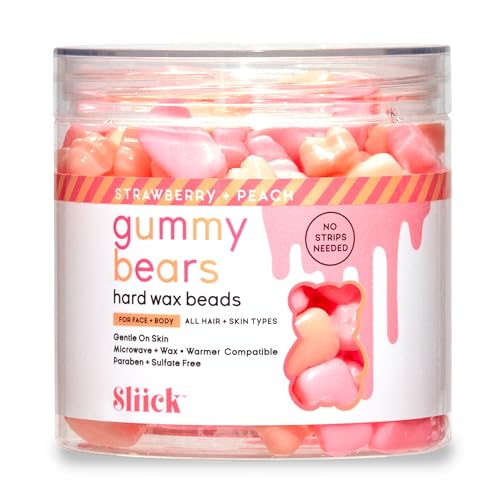 Sliick Hard Wax Beads for Hair Removal, Gummy Bears ? Stripless Wax Beads for Face, Body & Sensitive Skin, 8 oz