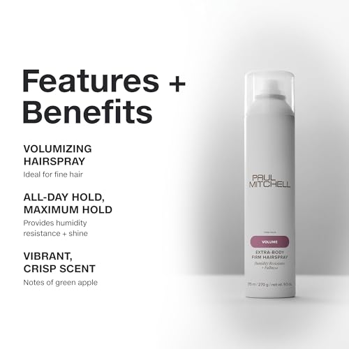 Paul Mitchell Extra-Body Firm Hairspray, Extreme Hold, Maximum Volume + Humidity Resistance, For Fine Hair, 9.5 oz