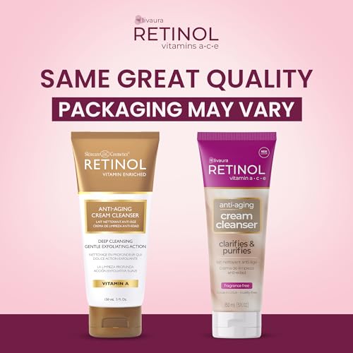LIVAURA Retinol Cream Cleanser Anti-Aging ? 5oz ? Daily Deep Cleansing Facial Wash Improves Skin Texture, And Exfoliates for Softer Face ? Renewing Vitamin A Minimizes Wrinkles and Fine Lines