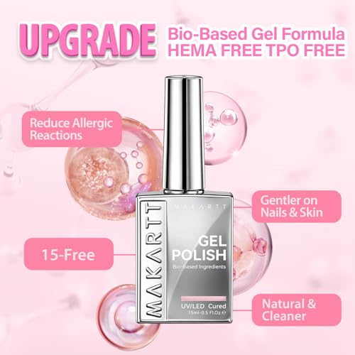 Makartt Milky Pink Gel Nail Polish - HEMA-Free Sheer Jelly (15ml)
